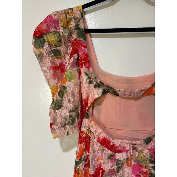 For Love And Lemons Floral Mini Dress - Pink and Red - Picture 10 of 14